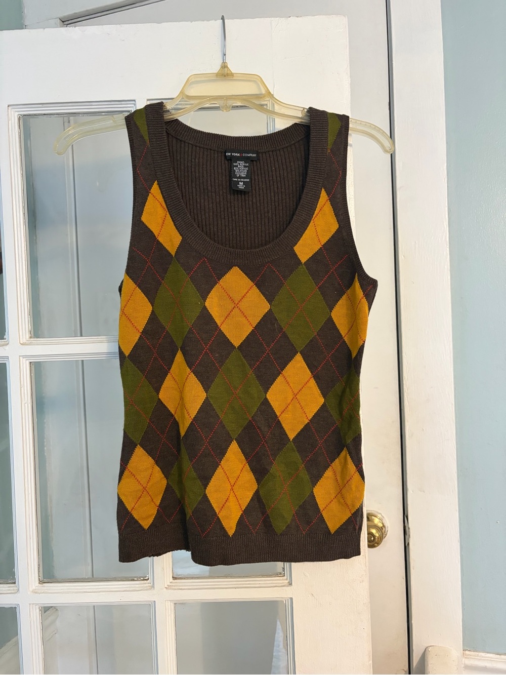 Y2K New York & Company Ribbed Knit Top in Dark Brown